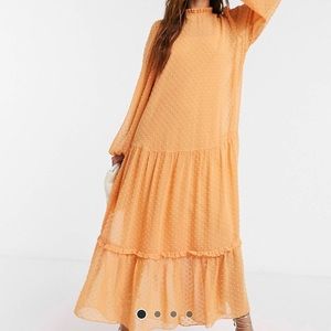 Orange high neck dress